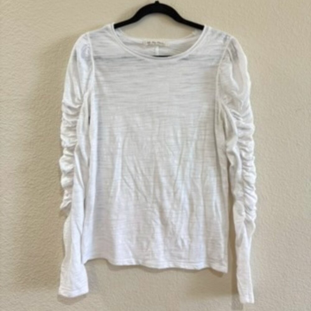 We the Free White Long Sleeve Ruched Shirt